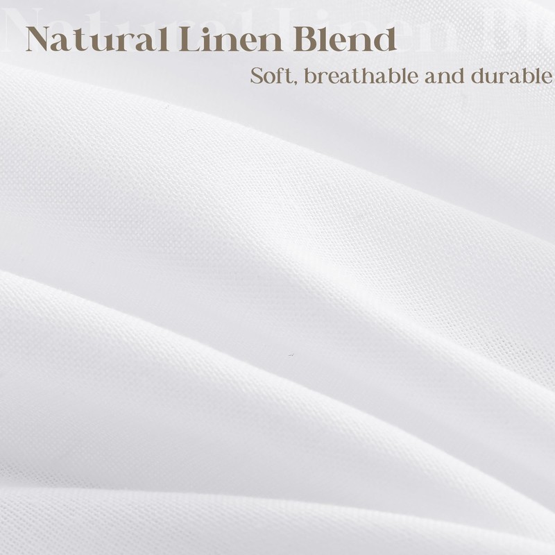 DUKIYO White Linen 90 Inch Shower Curtain Extra Long Cloth