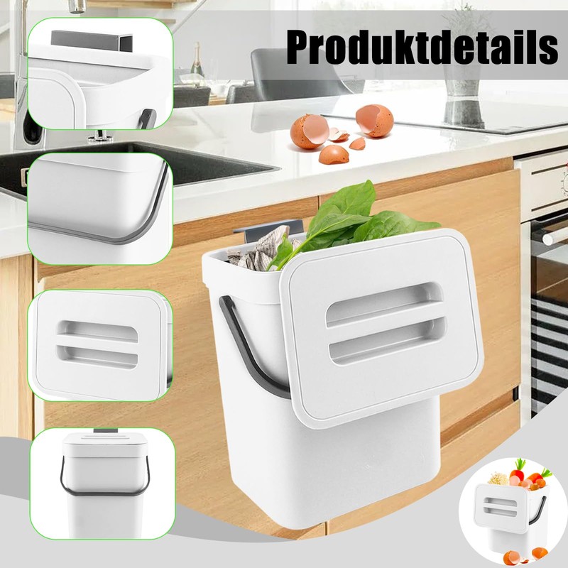 Hanging Trash Bin, 3L Hanging Bin for Worktop, 16.1 x