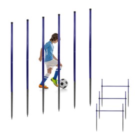 Qufiona Agility Poles, 6 Pack 4.9FT Metal Soccer Training Poles Adjustable Agility Hurdles Training Equipment