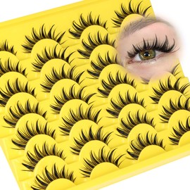 wiwoseo Manga Lashes Natural Wet Look Eyelashes Cat Eye Lashes 8D Anime False Eyelashes Pestañas Postizas Naturales 15MM Manga Eyelashes Natural Spiky Lashes 14 Pairs Fake Eyelashes