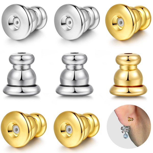 Moconar Locking Earring Backs for Studs, Hypoallergenic 18k Gold Bullet