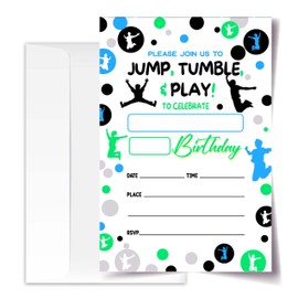 ANYEMW 4x6 Jump Birthday Invitations, Trampoline Party Invitations, Invitation Cards, Birthday Party Invitations For Boys Girls, Kids Birthday Invitations, 20 Cards with 20 Envelopes.(34) (JUMP(34))