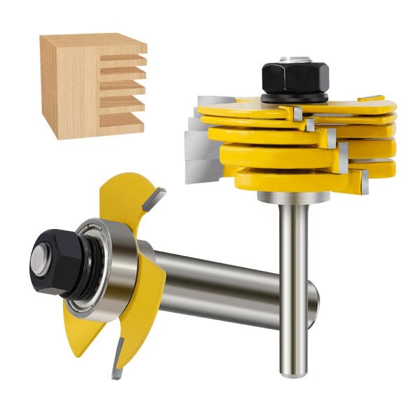 XCAN 1/2'' Shank 3-Wing Adjustable Slot Cutter Router Bit Set