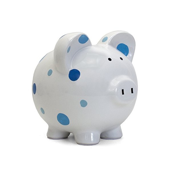 Child to Cherish Ceramic Polka Dot Piggy Bank for Boys, Blue