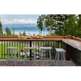 nalone 24 Inch Outdoor Bar Stool, HDPE Bar Chairs with Footrest, Weather Resistant Waterproof Bar Stools Outside Bar Height Stools for Bar, Kitchen Counter, Yard, Balcony (Grey, 24'' Barstools)