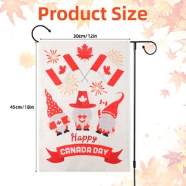 Tinoaly Happy Canada Day Garden Flag, 12x18 Inch Double-Sided Patriotic Canadian Flag Burlap Maple Leaf Gnomes Design July First Remembrance Banner for Outdoor Decor Yard Patio (No Pole)