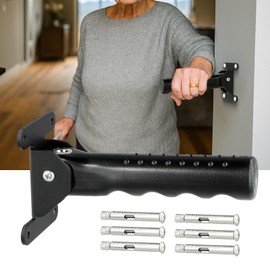 APDTEK Flip Up Grab Bar for Doorway/Stairs Safety Assist Handles for Elderly Non-Slip Grip Bar Great for Seniors, Elderly, Disabled, Handicap and Injured People - Suitable for Solid Wall (Black)