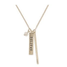 Inspired Life Gold-tone "Believe" Charm Pendant Necklace