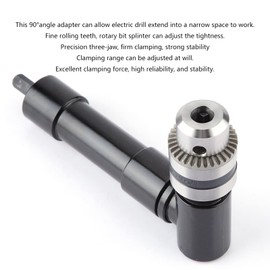 Hyuduo 90 Degree Right Angle Electric Drill Adapter, 25N.m Torque, 1500RPM, Black