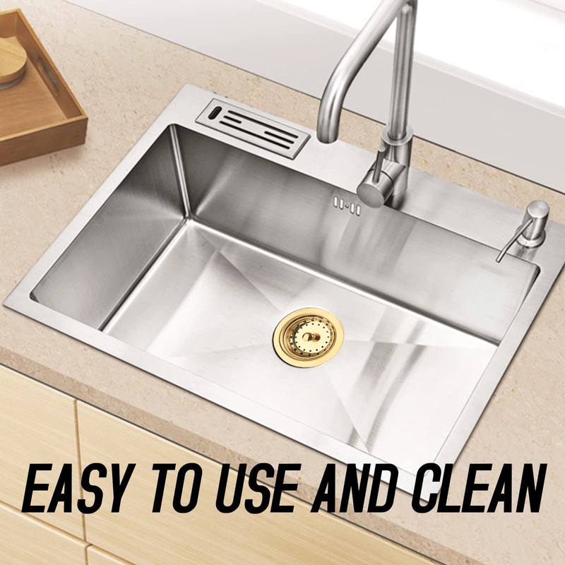Solimeta Gold Kitchen Sink Drain, Stainless Steel Sink Strainers for