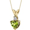 PEORA 14K Yellow Gold Peridot and Diamond Pendant, Genuine Gemstone,