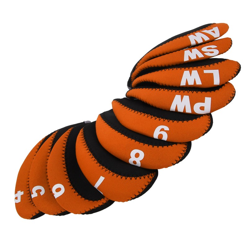 10Pcs/set Leather Golf Club Iron Head Covers Golf Putter Club