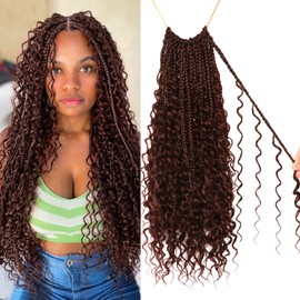 Trenzas de caja de ganchillo Goddess Boho, 8 paquetes de 18 pulgadas, trenzas de caja de ganchillo para mujeres negras, preenrolladas (4, 18 pulgadas (paquete de 8))