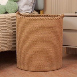Homlikelan 90L Oversize Woven Laundry Basket,Cotton Tall Laundry Hamper for Blankets,Clothes,Pillows,Toys,Shoes Large Laundry Bin Brown