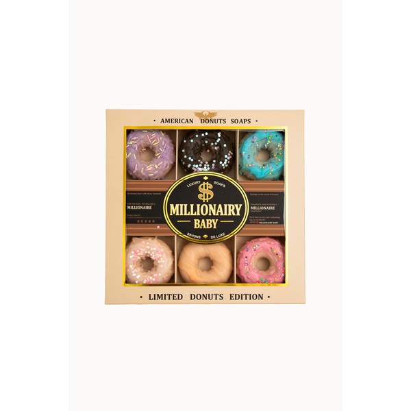 MILLIONAIRY BABY Luxury Donut Soaps Gift Box, 6 Decorative Soaps,