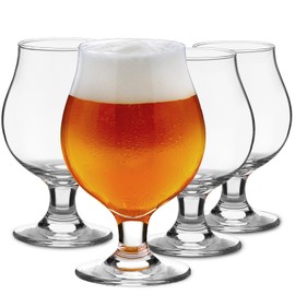 Meolibour Beer Glasses Set of 4, 16 OZ Classic Craft Goblet Glasses, Premium Tumbler Set, Pub, Unique Design Beer Glasses, Dishwasher Safe