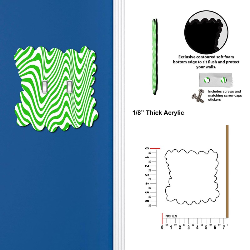 Off The Wall Plates - Green Fun Squigley Lines Classic