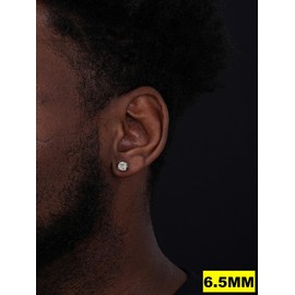 Opal MOISSANITE Screwback Stud Earrings – 925 Silver – 3mm-8mm – Rainbow Fire Passes Diamond Tester | Hip Hop Men’s Earrings (4mm)