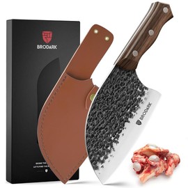 BRODARK Damascus Knife Set - Sharp Professional Kitchen Knife Set, Chef Knife Set with Ergonomic Full-Tang ABS Handle for Home, Restaurant (Dark Horse Series) - PCS: Serbian Chef Knife