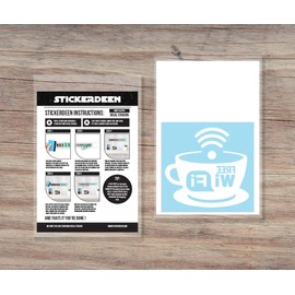 Free WiFi Cup Vinyl Sticker Decal Sign Modern White Informative Internet Sign for Store Front Restaurant Business Building Shop Indoor Outdoor - 18 x 19CM - (White, Reversed) | StickerDeen