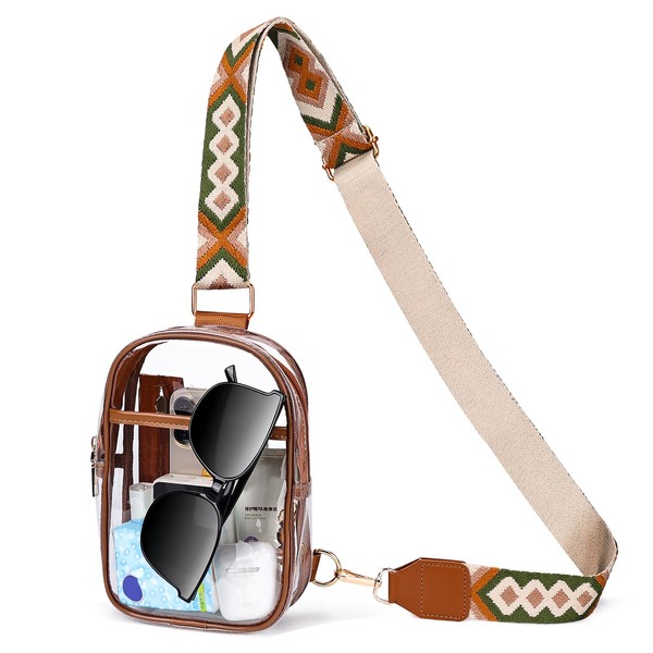 Bolsa Transparente 3 Bolsillos, Crossbody Mujer Transparente,Bolsa Transparente Para Mujer,