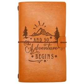 and So the Adventure Begins-Congratulations Gift Retirement Gift Graduation Gift-World Traveler Gift,Adventure Awaits,Travel Memory Record-Camper Journal Gift-Refillable Travel Photo Diary Journal