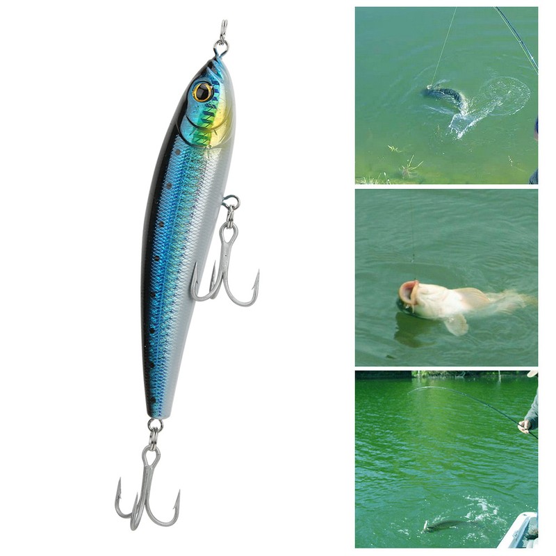 Sinking Pencil Fish Lure Hard Bait 3D Eyes with Hook