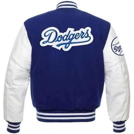 A-star plus Los ange les dodgers bule and white letterman jacket for men (US, Alpha, X-Large, Regular, Regular, Wool and Leather)