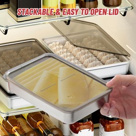 Refrigerador de Acero Inoxidable Crisper, Recipientes de Herméticos con Tapa, Quesera para Refrigerador, para Jamón, Tocino, Queso, Reutilizable (B)