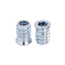 Pack of 50 Screw Nuts M5 x 12 mm, Threaded Insert Wood Screw Sockets, Threaded Inserts Wood Made of 304 Stainless Steel, Hex Socket Nut for Wooden Furniture Screws Wood Silver