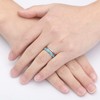 Corato Blue Opal Tungsten Wedding Band Domed 6MM Hawaiian Wood