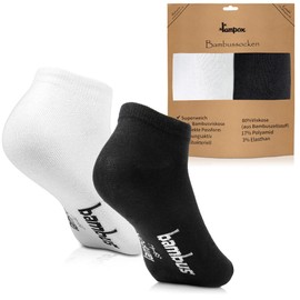 lampox Bamboo Trainer Socks (6x Pairs) - 3x black + 3x white, size: 39-42