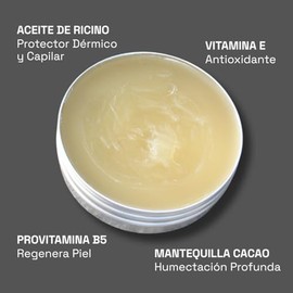 Vaselina Natural Sin Petrolato | Pomada con Dexpantenol + Ricino + Vitamina E + Cacao | Sin Aroma | Hidratante Multiusos Para Labios, Cara, Cabello y Cuerpo 50mL
