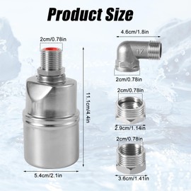 1/2" 3/4" 1" Automatic Float Valve, Stainless Steel Water Level Control Valves Mini Water Shut Off Controller Float Ball Valve for Water Tank Pool Pond Livestock Troughs
