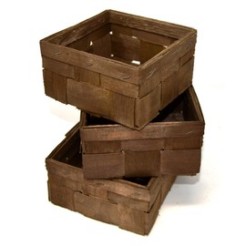 Lashuma Braided Bamboo Baskets Set of 3 15 x 15 cm Large Wicker Baskets Gift Brown