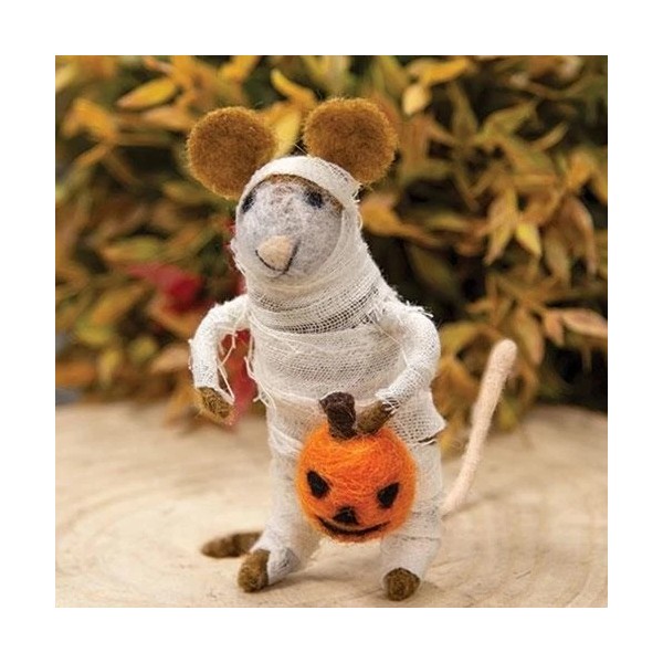 Primitives By Kathy HALLOWEEN MUMMY MOUSE Felt Critter Ornament Fall