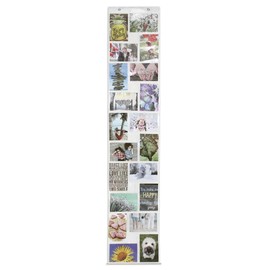 Fotohalter Fotovorhang – Transparenter Bildervorhang mit 20 Fototaschen | 140 x 28,8 cm | Wanddekoration für Fotos und Postkarten | Ideal für Wohnzimmer, Schlafzimmer, Büro | Leicht auszutauschen