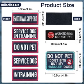 8 Pcs Service Dog Patches, 2 Size Detachable Dog Patches for Harness, Service Dog Do Not Pet Training Dog Emotional Support Hook Loop Patch for Harness Vest Collar Leash