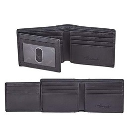 Travelambo Carteras De Cuero Genuino Con Bloqueo Rfid Cartera Para Hombre Bifold Left Id(Negro)