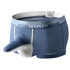 BMYALLEI - Calzoncillos tipo calzones de seda de hielo para hombre, con diseño de elefante, bolsa separada, suave y transpirable, Azul-cielo, Large