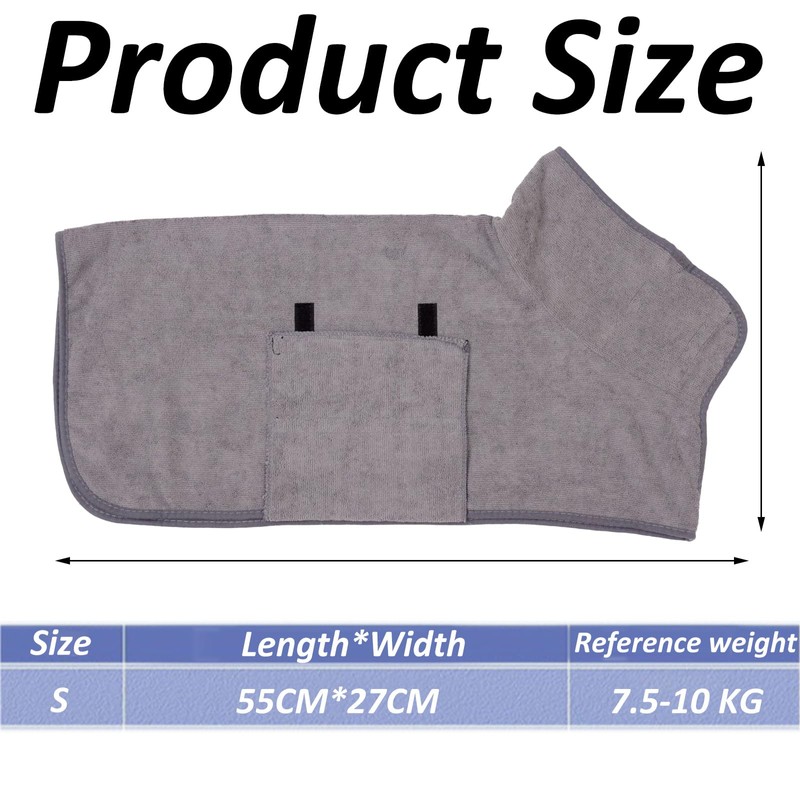 Quick Drying Dog Bathrobe and Towel - Gray Drying Robe