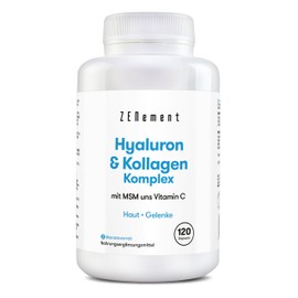 Hyaluronic Acid Collagen Complex, Skin & Hair Complex Enriched with MSM & Vitamin C, 120 Capsules, Laboratory Tested, No Additives Zenement