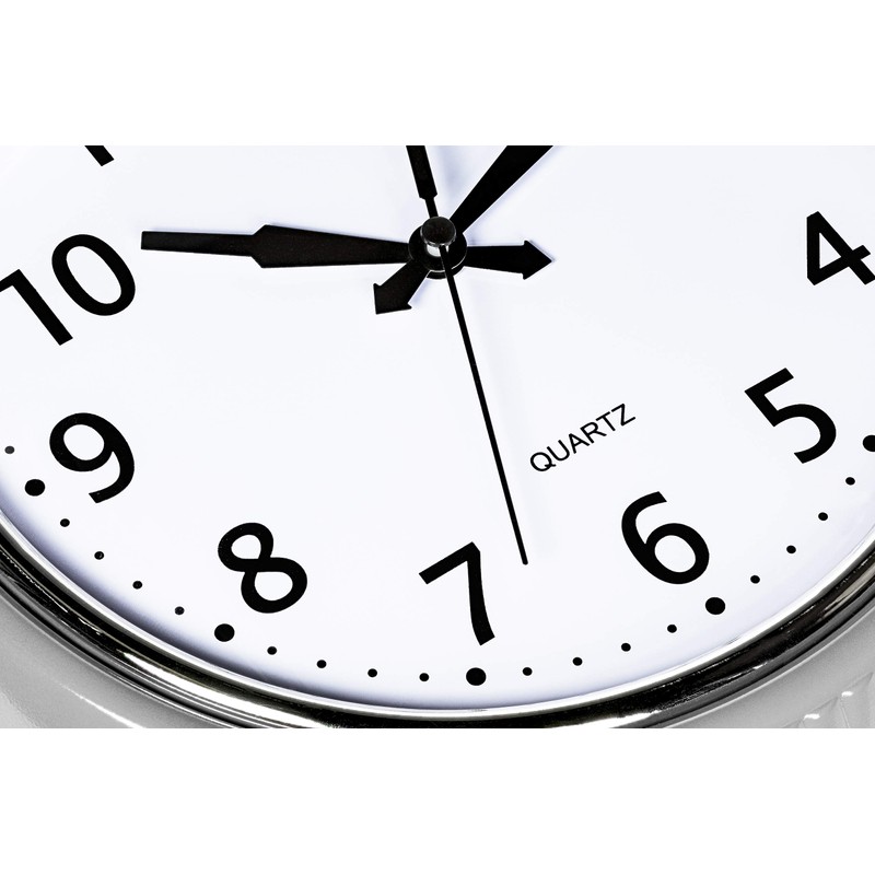 Bernhard Products Retro Wall Clock 9.5 Inch Silver Kitchen 50's