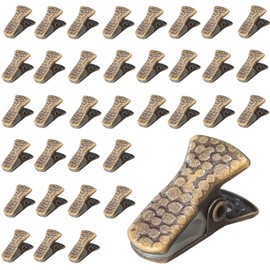 35 Pack Mini Metal Alligator Clips for Crafts Non-slip Silicone-coated Clothes Pins Retro DIY Badge Clips Small Spring Clamps (Bronze)