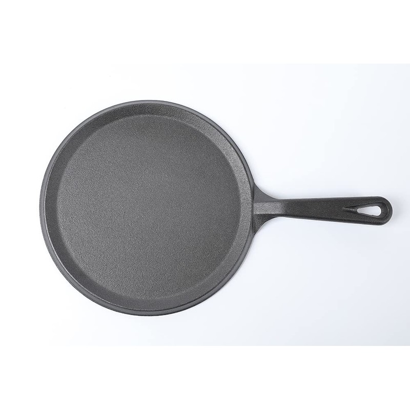 HAWOK Cast Iron Round Griddle, Pre-seasoned Comal Pan, 9.5" Crepe