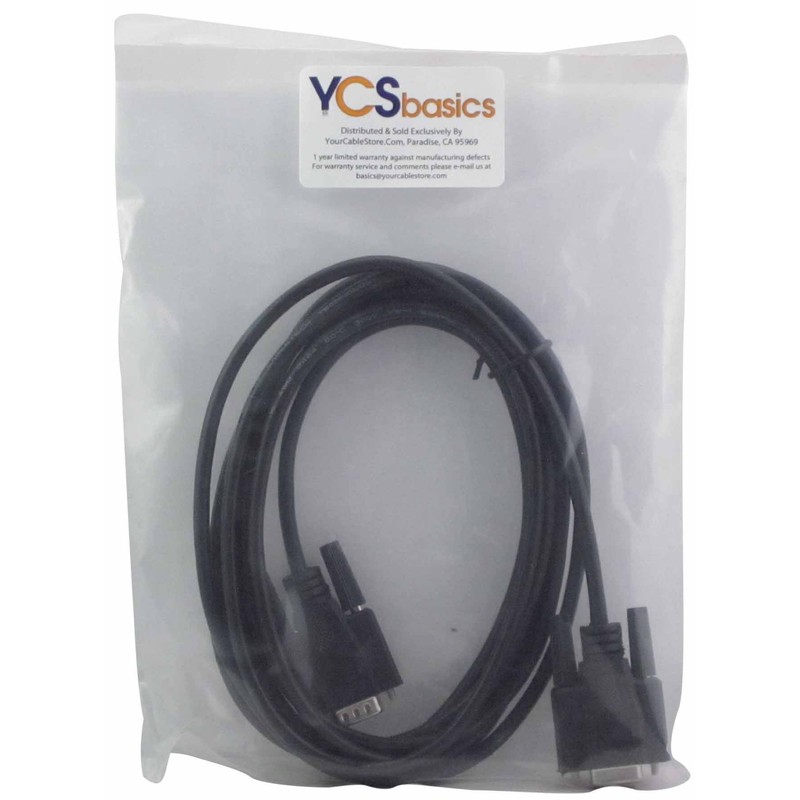 YCS Basics Black 10 Foot DB9 9 Pin Serial /