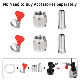 MRbrew 2 Pcs Ball Lock Disconnect with Stainless Steel 1/4'' Liquid Barb, Home Brew Ball Lock Corny Keg Fittings for Keg Posts Coupler Extra 2 Hose Clamps & MFL Swivel Nuts