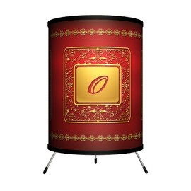 Lamp-In-A-Box TRI-MNG-GLDRO Monograms Golden with Red Letter O Tripod Lamp, 8" x 8" x 14"