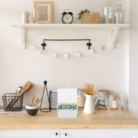 Relaxdays 1 x Storage Basket with Lid, Wicker Look, Bathroom Organiser, H x W x D: 10.5 x 19.5 x 14.5 cm, Plastic Basket, White