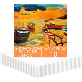 10 Piezas lienzo para pintar, 20x 20 cm paneles de lona en blanco a granel, paneles de lona 100% algodón para pintura al óleo, acuarela, pintura acrílica, gouache y témpera lienzo para pintuar (10, 20*20 cm)